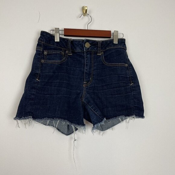 American Eagle Super Stretch Denim Shorts Size 4 Cutoffs - Picture 1 of 4